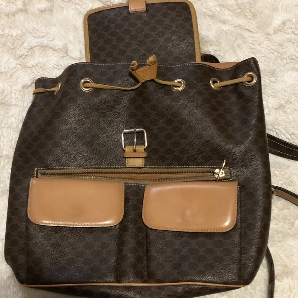 TODAY ONLY: AUTHENTIC CELINE MCADAM BACKPACK med signs of wear faded Logo AS IS